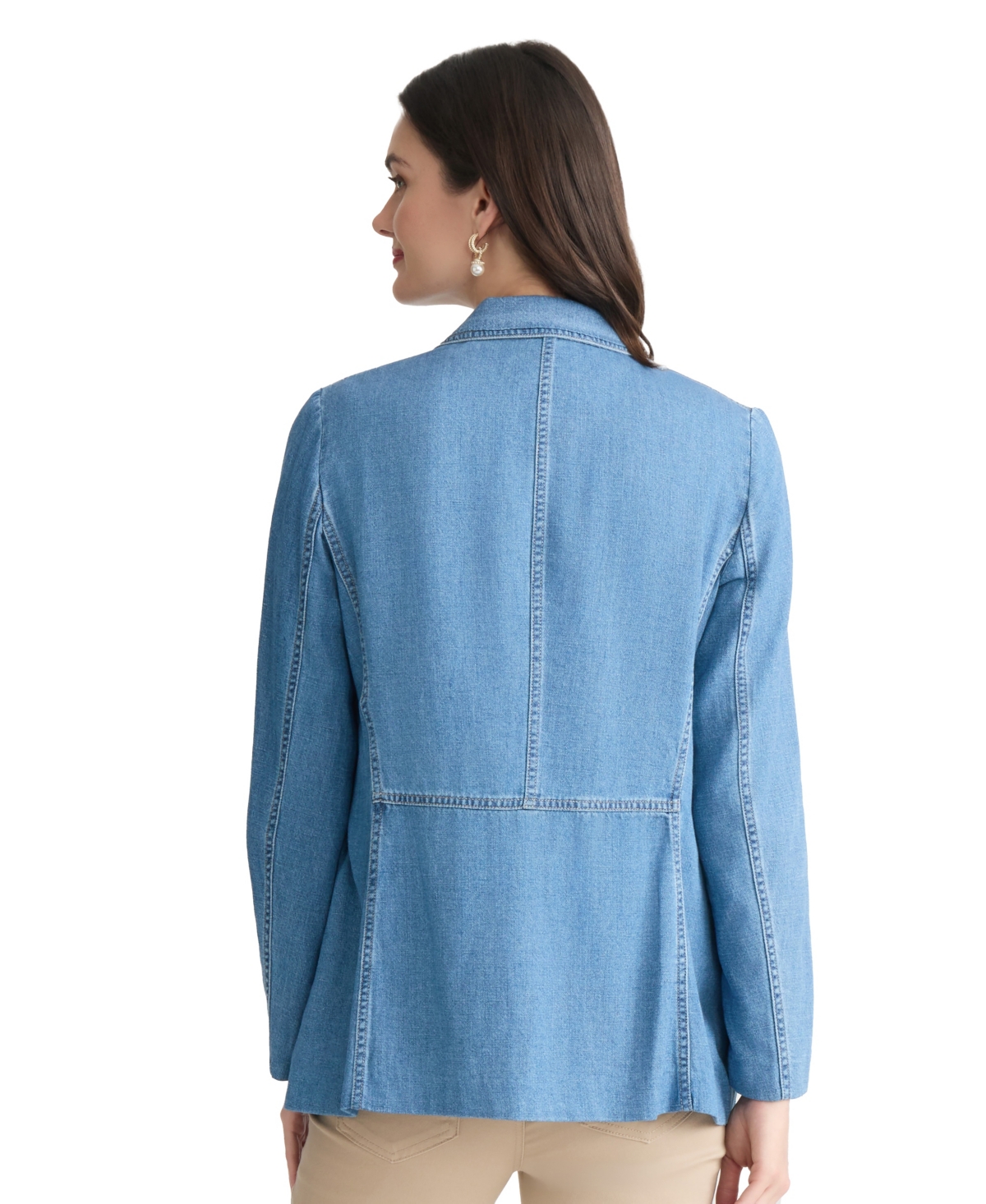 Jones New York Petite Notch Collar Denim Blazer