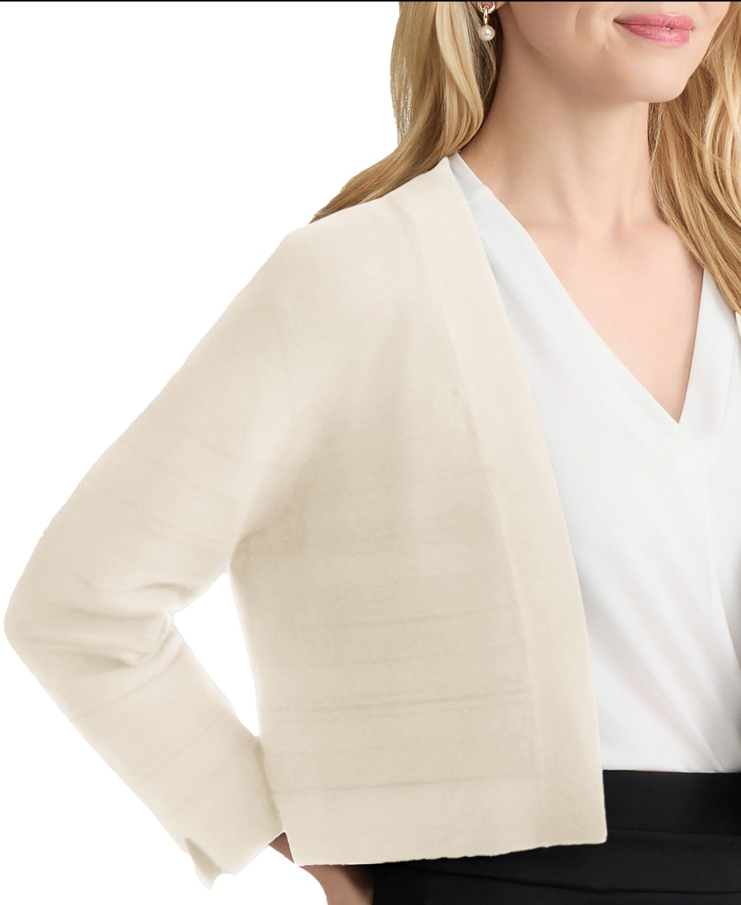 Petite Cropped Striped Stitch Shrug