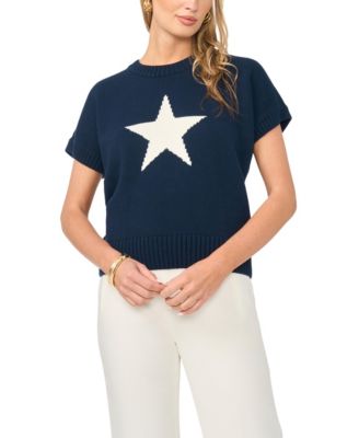 Women's Star Motif Short-Sleeve Sweater