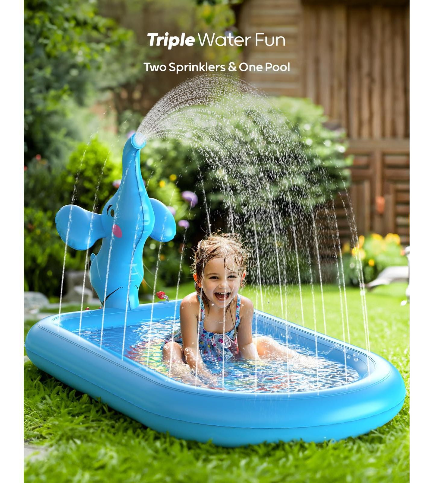 Детская игрушка GNUADZ Elephant Splash Pad Inflatable Sprinkler Pool, Ages 5-7, цвет: Синий — фото 3