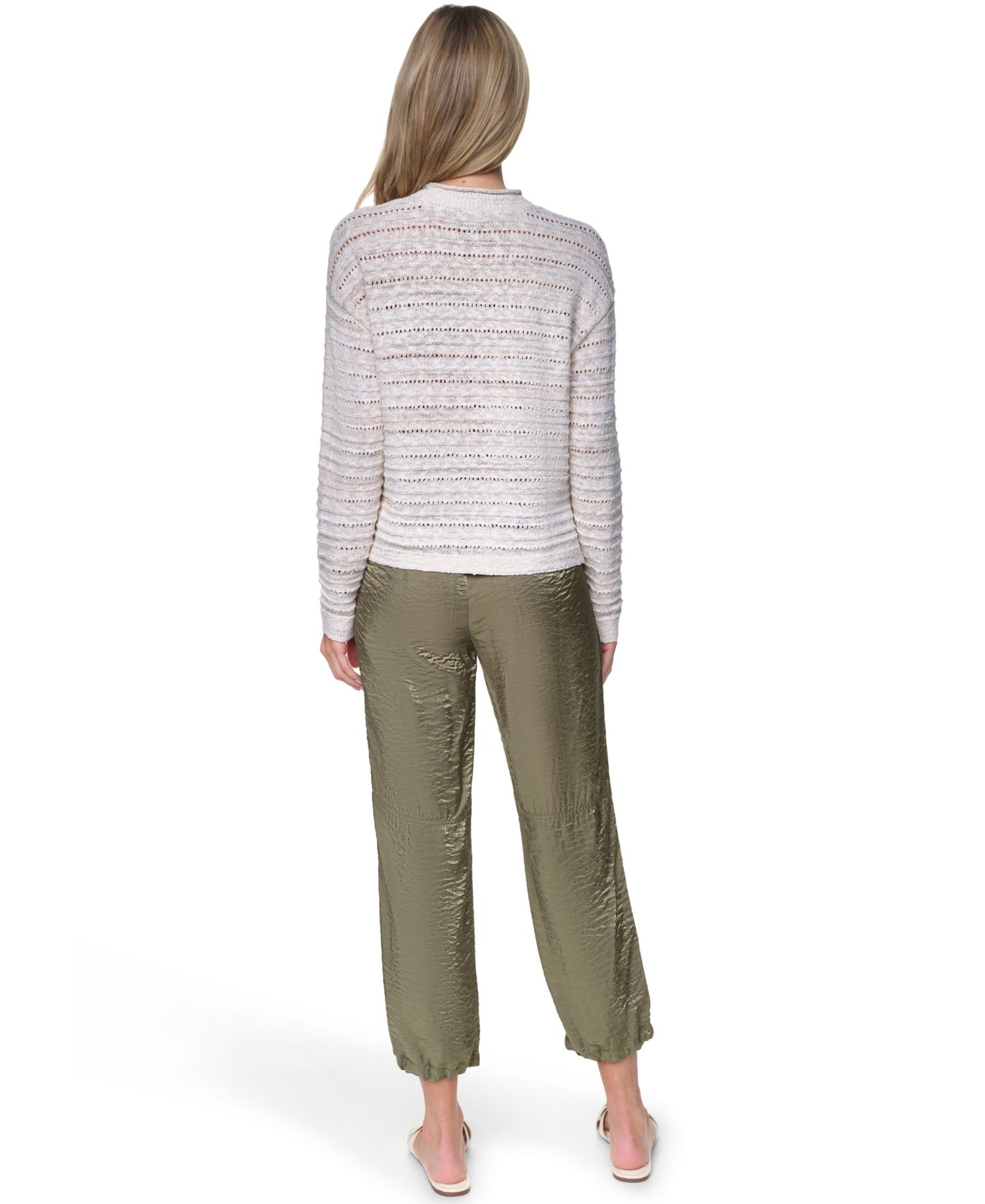 Women's Cotton-Blend Crewneck Drop Shoulder Sweater