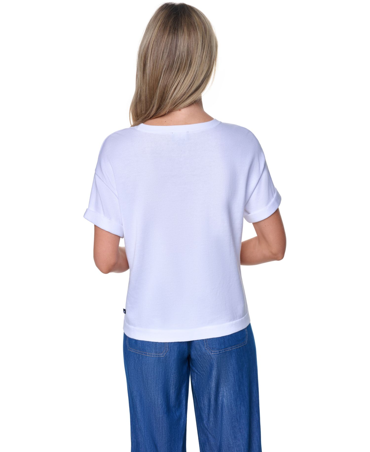 Women's Cotton Crewneck Short-Sleeve Sweater