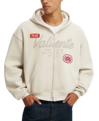 Men's Cropped Zip Up Graphic Hoodie Sweatshirt