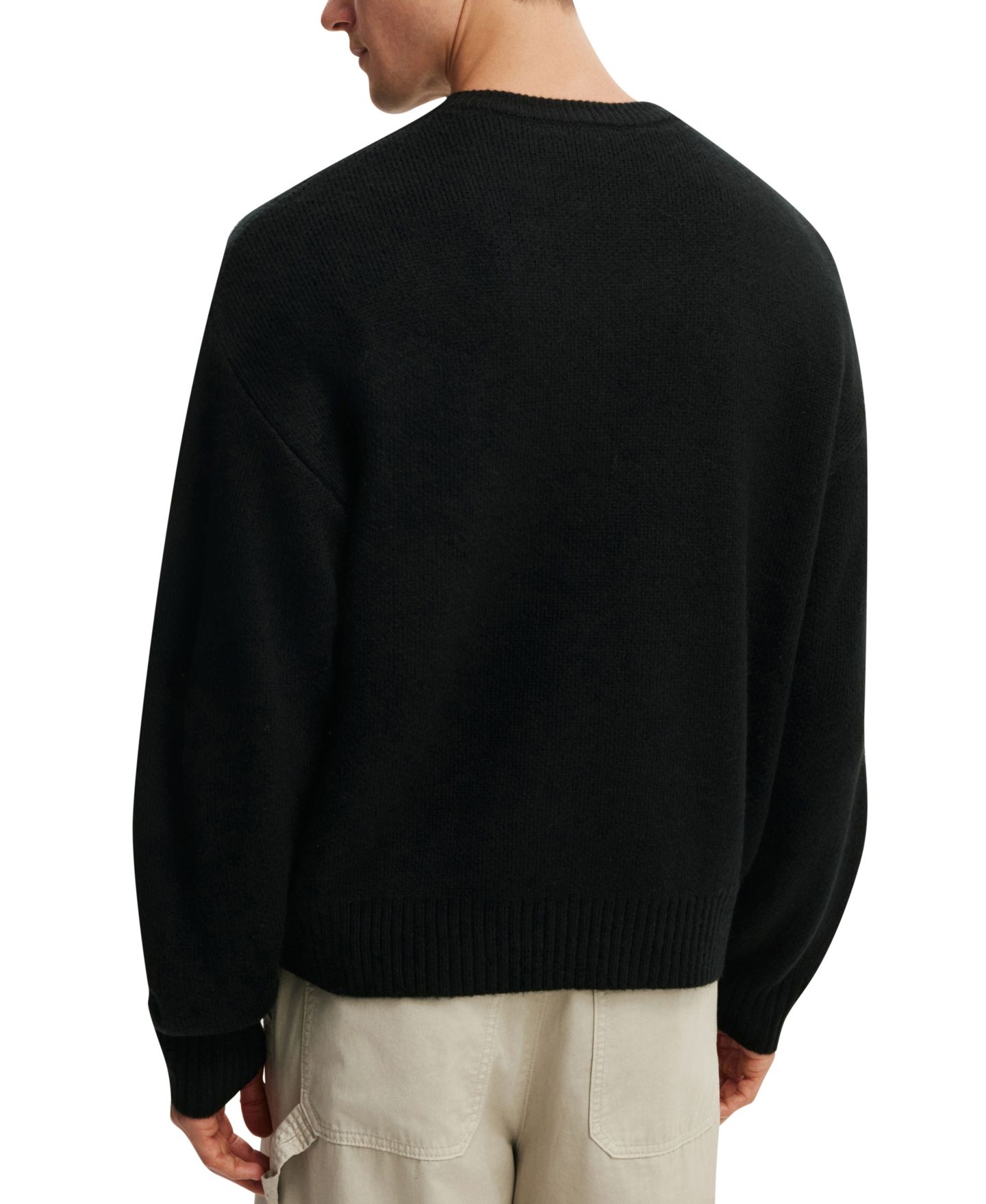 Мужской свитер Cotton On Modern Box-Fit Crew Knit Long-Sleeve Sweater, цвет: Чёрный — фото 4