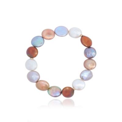 Multicolor Coin Pearl Bracelet 14K Gold