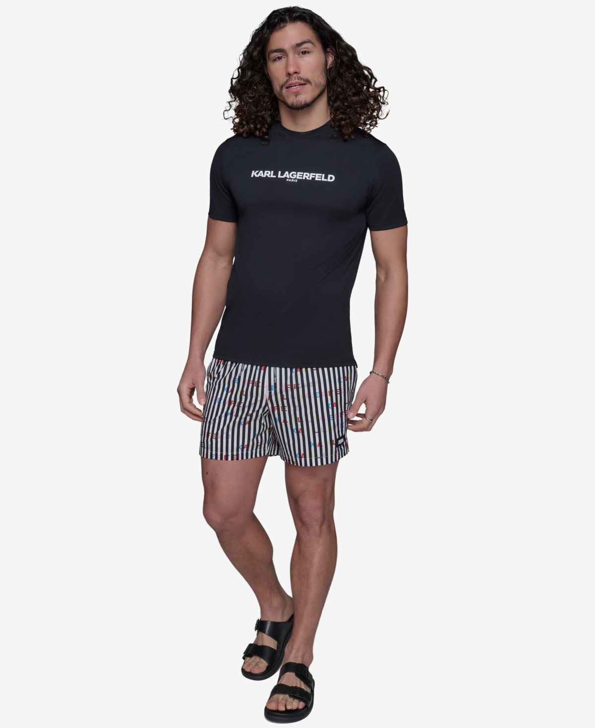 Karl Lagerfeld Paris Men's Short-Sleeve Logo Rashguard
