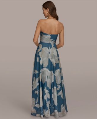blue floral dress macys Taylor Women's Tiered Square Neck Floral Dress - Blue
