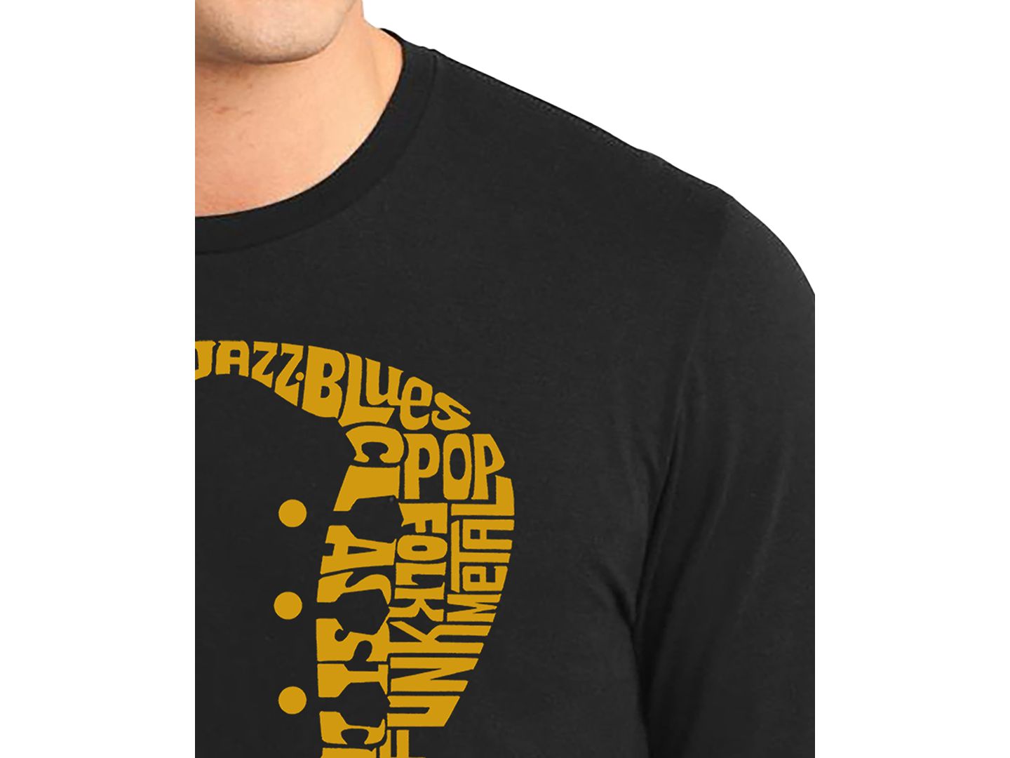 Мужская футболка LA Pop Art Music Genres Guitar Neck Word Art Long-Sleeve, цвет: Чёрный — фото 2