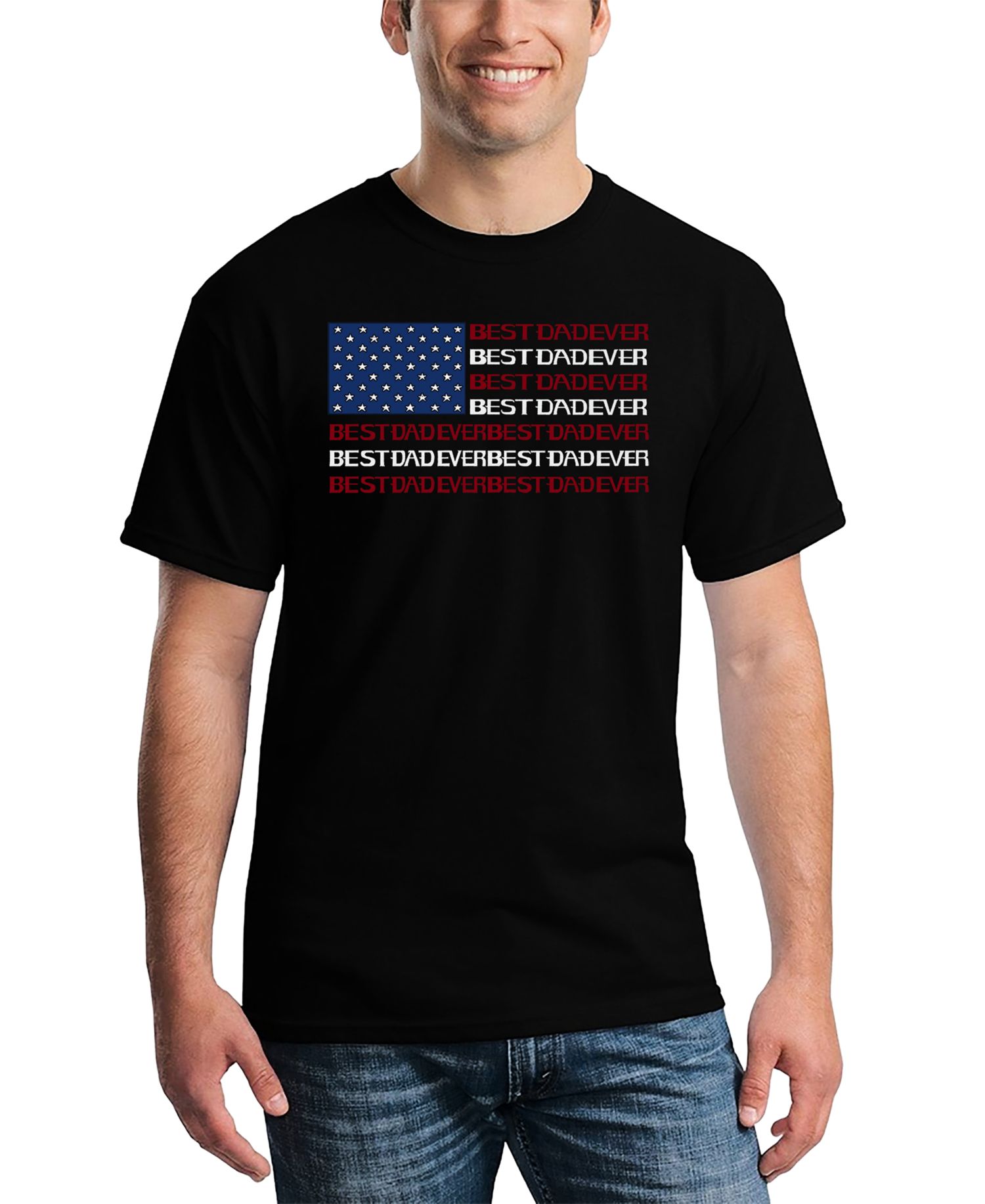 Men's Best Dad Ever American Flag Word Art T-Shirt
