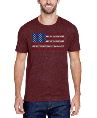 Men's Best Dad Ever American Flag Word Art Cotton and Polyester Blend T-Shirt