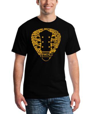 LA Pop Art - Men's Music Genres Guitar Neck Word Art T-Shirt Black
