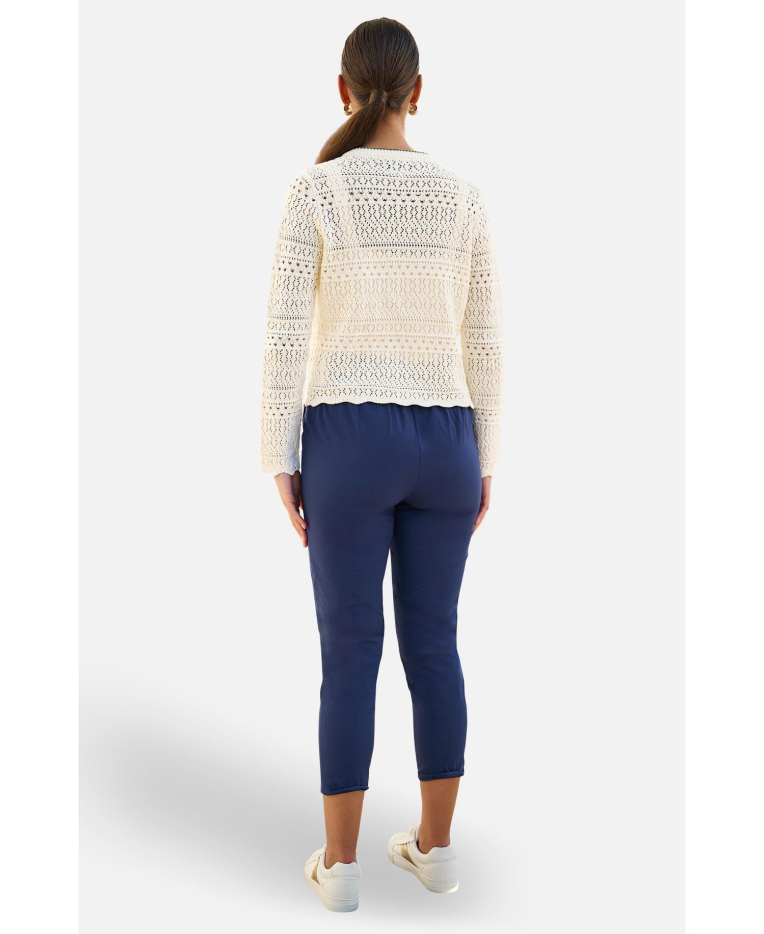 Women's Crochet Knitted Tie Front Cardigan