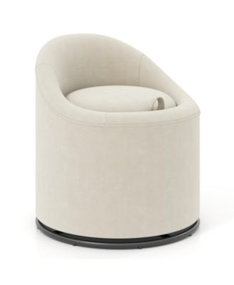 360degree(s) Swivel Upholstered Barrel Chair with Hidden Storage for Vanity and Makeup