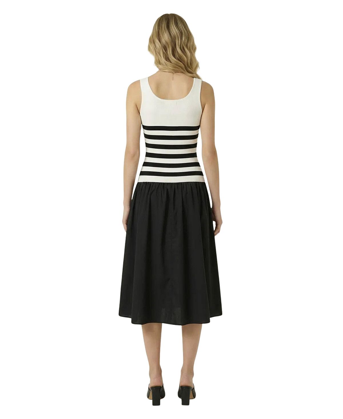 Modenaire Women's Striped Knit Contrast Skirt Midi Dress view 3 — MAYCSS fashion products