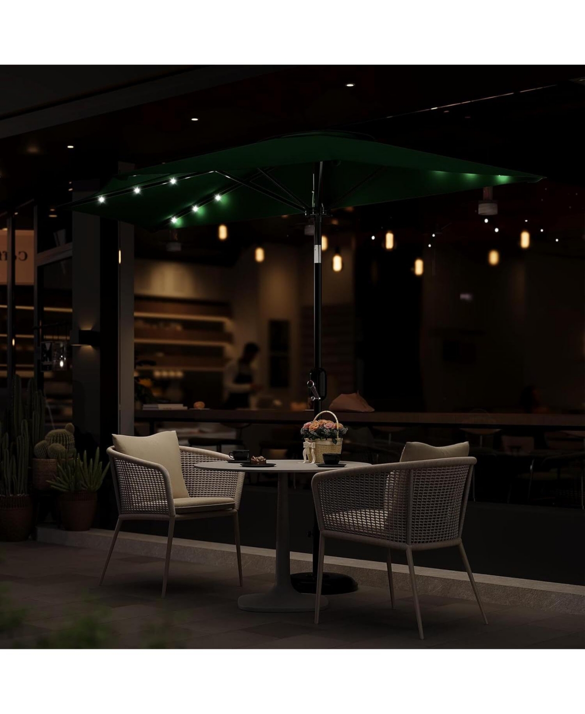 gaomon 9Feet Half Patio Umbrella with Smooth Crank Lift, Shade Canopy for Patio, Backyard, Garden with Led Lights (No Base)