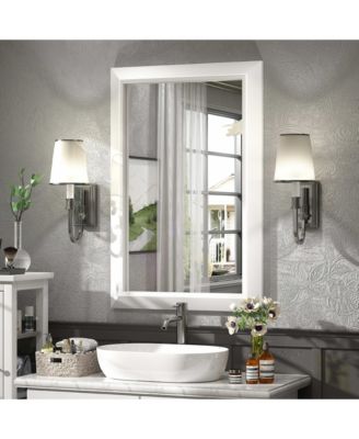 24" x 36" Inch Thick Metal Framed Wall Mirrors for Bedroom, Rectangle Wall-Mounted Mirrors in Matte White