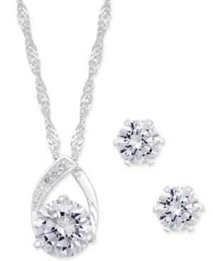 Charter Club Crystal Pendant Necklace And Earrings Set In 18k Rose