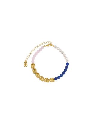 Waterproof Lapis and Jade Beaded Bracelet