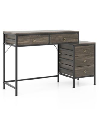Computer Desk with Storage 5 Drawers and Side Filing Cabinet