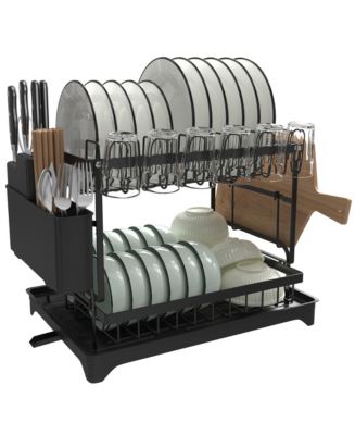 2 Tier Anti-Rust Dish Drying Rack with Drainage Spout for Kitchen - Macy's