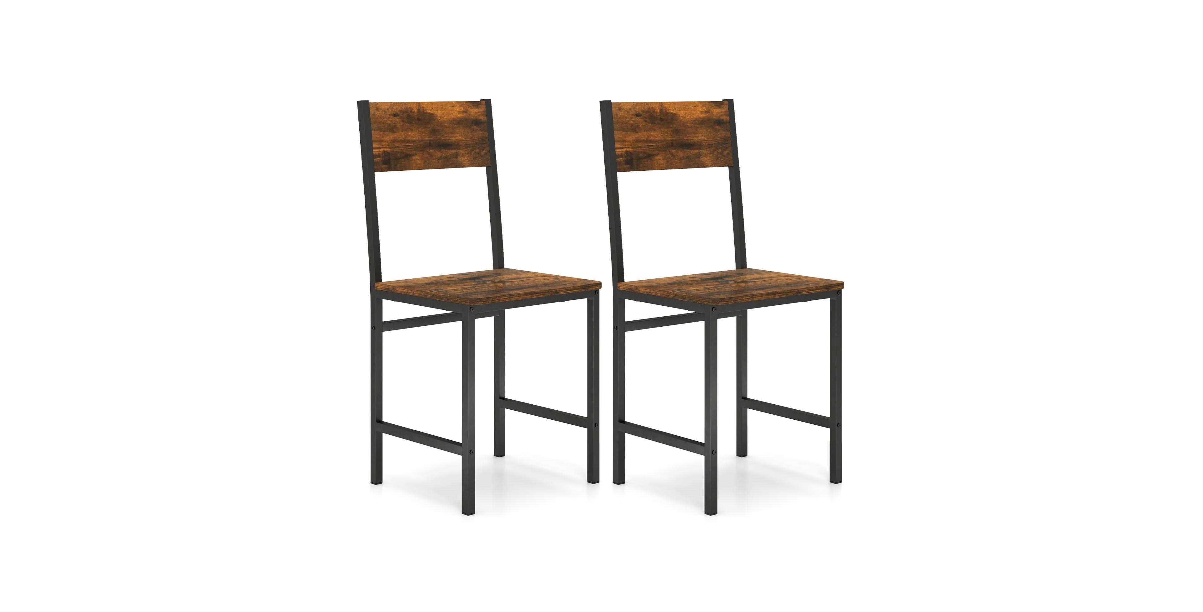 Slickblue Set of 2 Industrial Dining Side Chairs with Metal Frame and Slanted Back Support