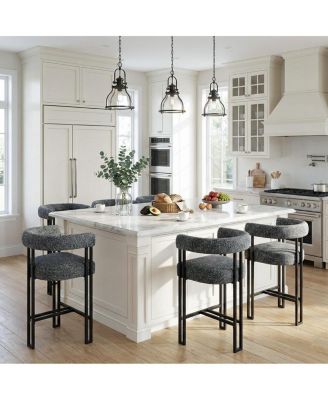 24" Upholstered Counter Height Stools Set of 6, Kitchen Counter