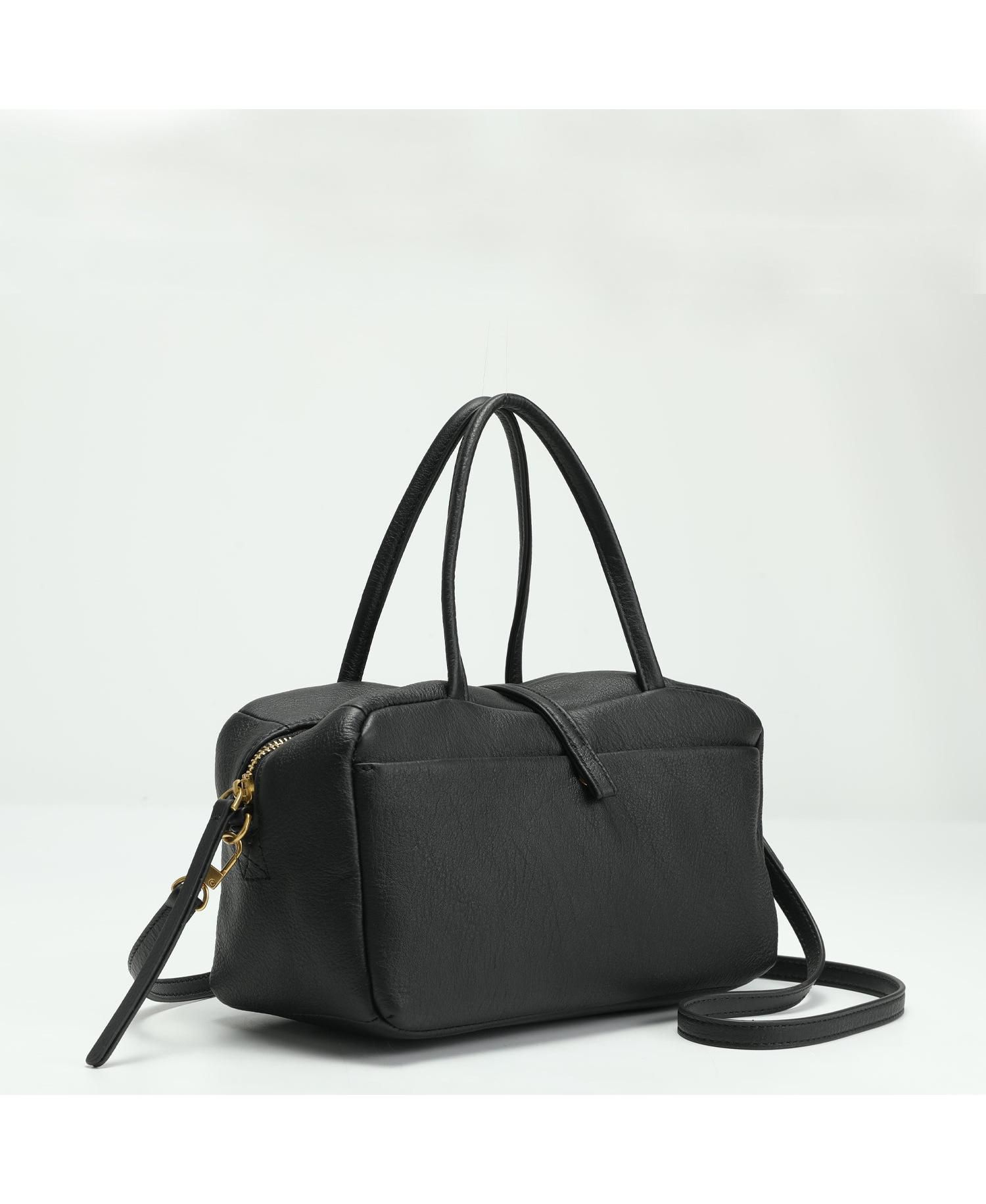 Madison Soft Pebbled Leather Mini Top Handle Satchel Crossbody Bag Small Structured Camera Handbag