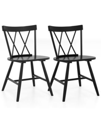 Set of 2 Farmhouse Dining Chairs with Solid Rubber Wood Frame for Kitchen and Dining Room