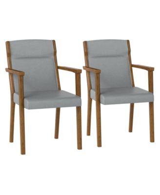 Set of 2 Wooden Accent Chairs with Upholstered High Back and Soft Cushion Seating