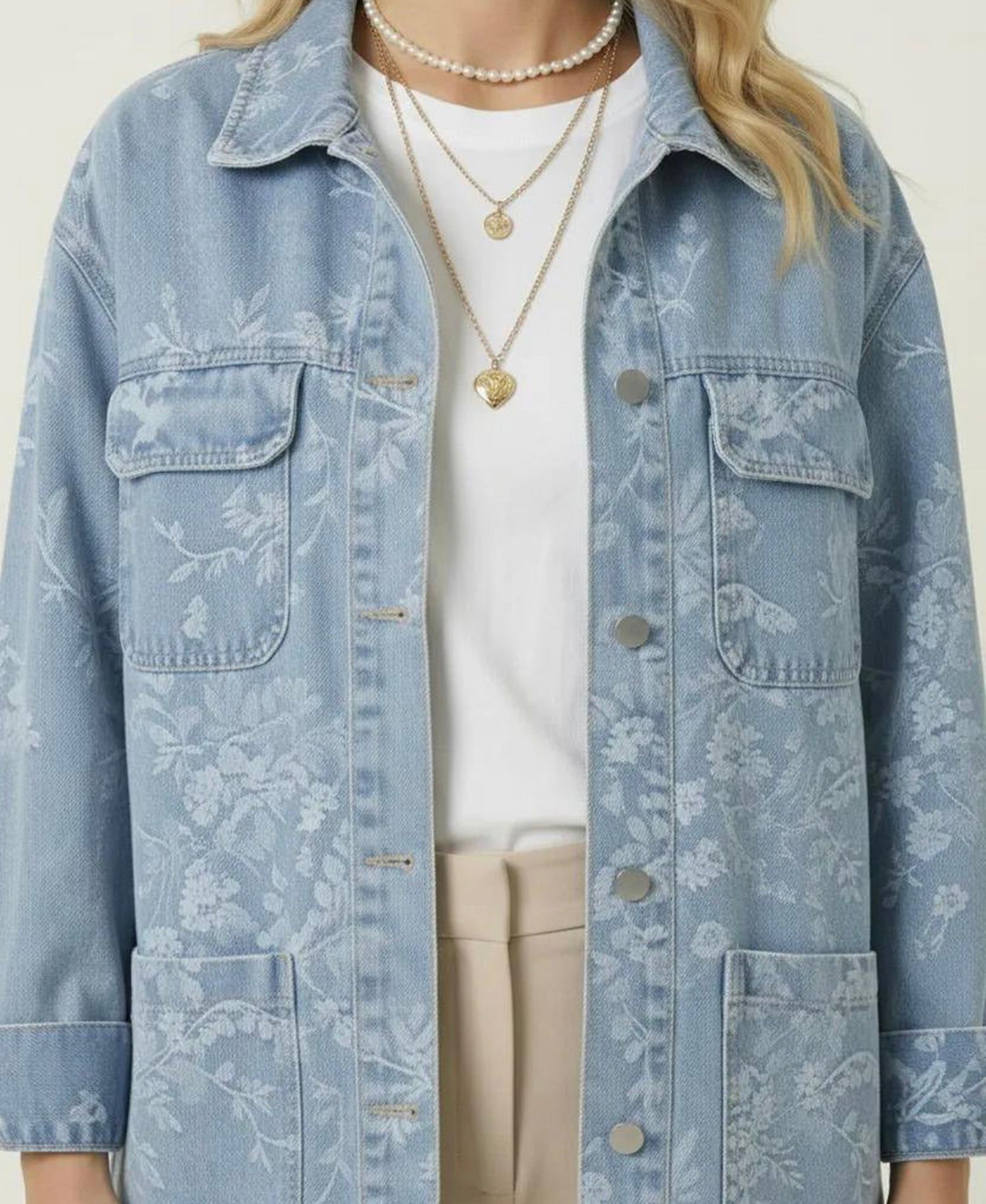 Women's Floral Jacquard Belted Waist Jacket
