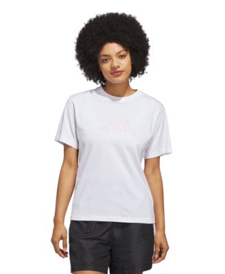 Women's Gingham Big Logo Graphic Crewneck Cotton T-Shirt