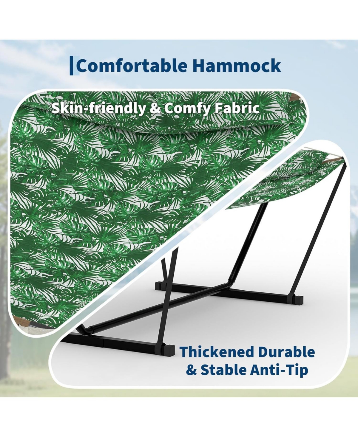 gaomon 450 Lbs Capacity, Double Outdoor Hammock for Patio, Backyard, Garden, Beach, Stripes