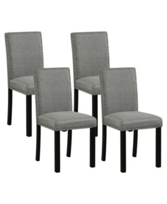 Set of 4 Wood Dining Chairs with Curved Bentwood Legs