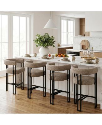 24" Fabric Counter Height Stools Set of 4 with Arms, Kitchen Island