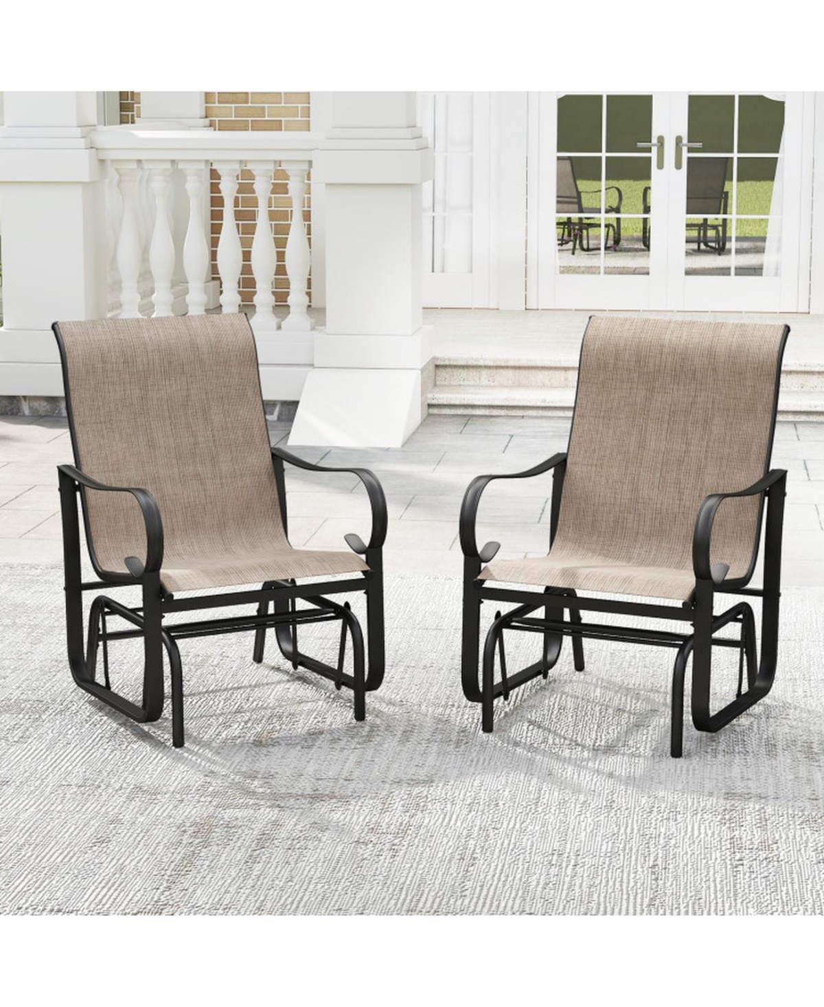 Gouun Mesh Glider Chair Set of 2 with Metal Frame