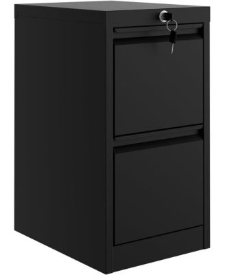 2-Drawer File Cabinet with Lock, Locking Filing Cabinet for Home Office, Small Rolling Printer Stand for A4/Letter Hanging Files