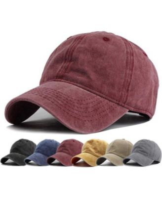 Washed Distressed Twill Cotton Baseball Cap - Vintage Adjustable Dad Hat for Men Women