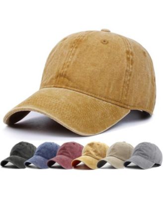 Washed Distressed Twill Cotton Baseball Cap - Vintage Adjustable Dad Hat for Men Women