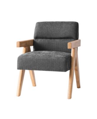 Donohoe Mid-Century Modern Accent Chair With Curved Wood Arms