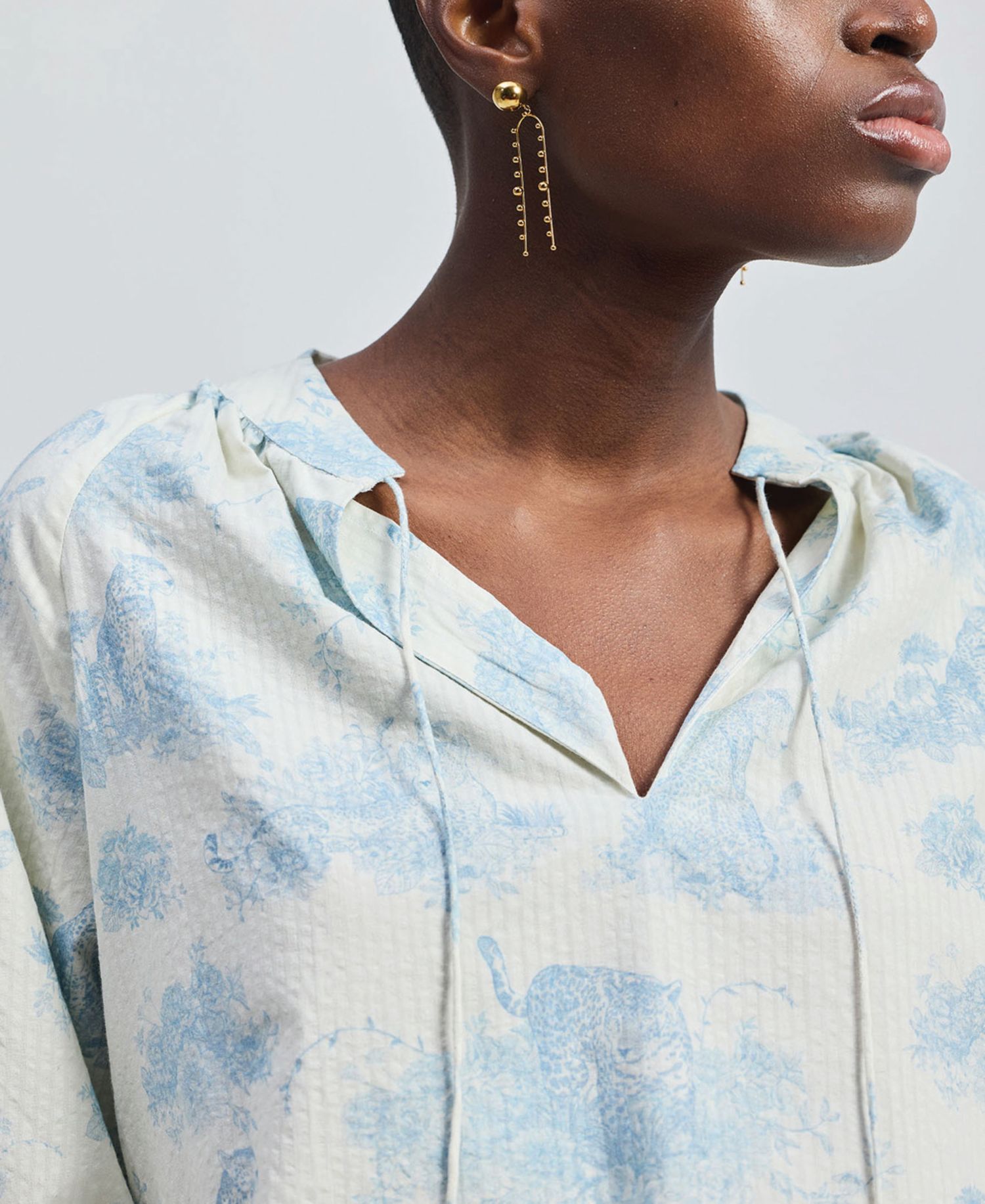 Women's Relaxed-fit Shirt with Drawstring in Animal Print