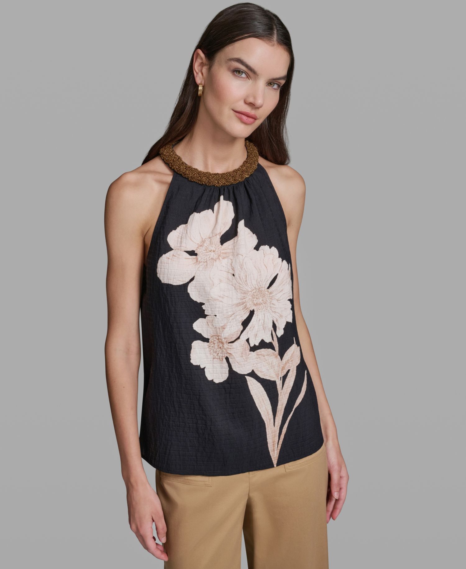 Women's Floral Print Halter Neck Top