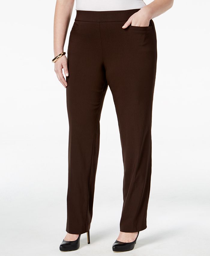 Jm Collection Plus Size Tummy Control Pull-on Slim-leg Pants, Created For  Macy's In Caramel Cafe