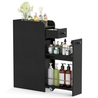 Small Bathroom Storage Cabinet 4-Tier Narrow Toilet Side Storage Cabinet