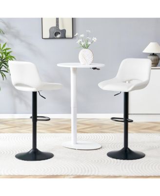 Modern Swivel Adjustable Bar Stools Set of 2, PU, 250 LBS Capacity
