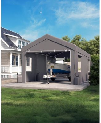 10X20 Ft Portable Carport with 4 Roll-Up Windows, Doors for Car Boat Truck Motorcycle