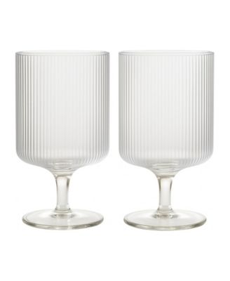 Ribbed Goblet Wine Glasses, Set of 2