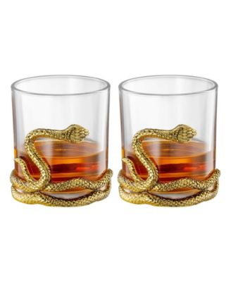 Gold Snake Whiskey Glasses, Set of 2