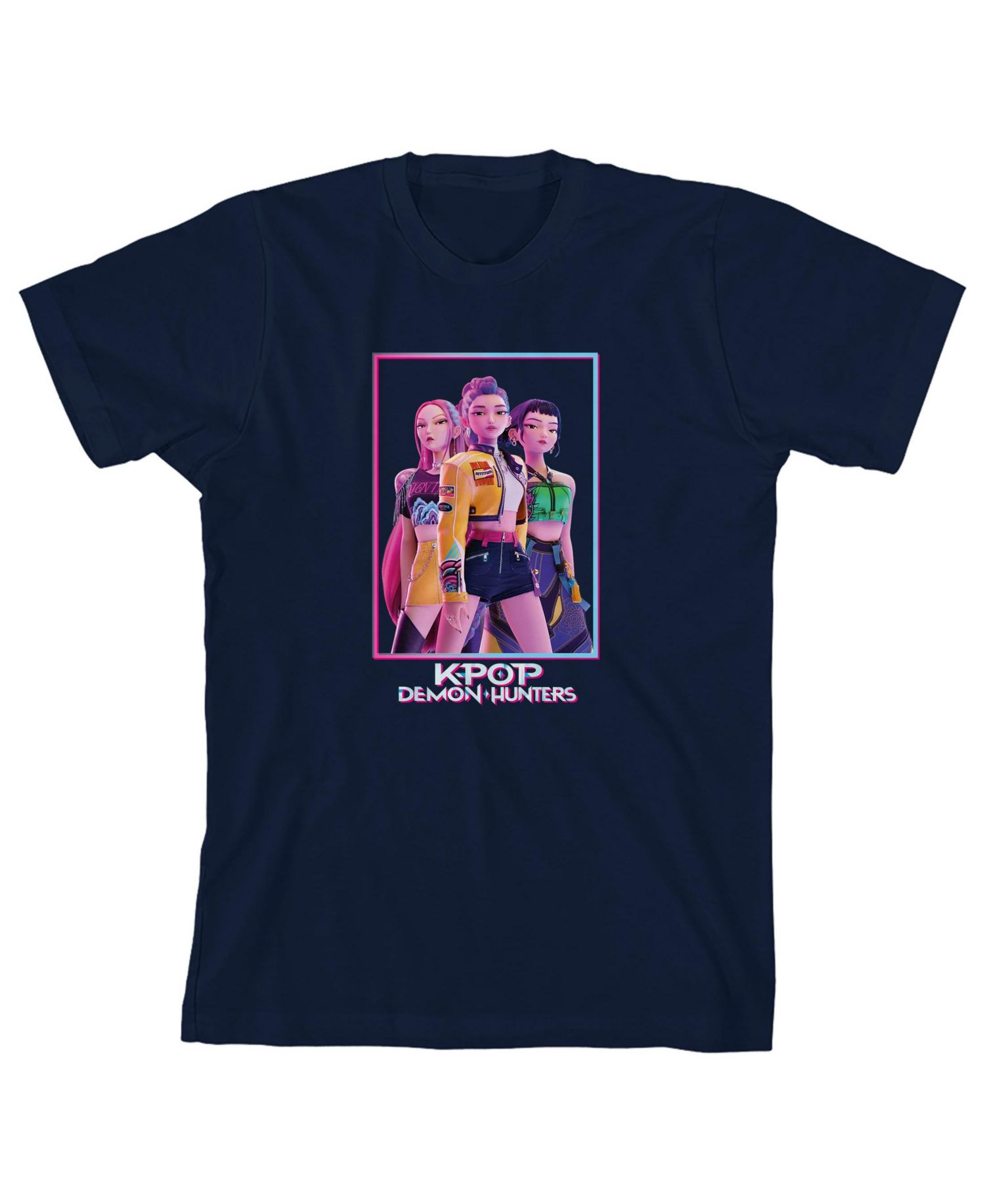 Boys Box Art Huntrix Youth Navy Crew Neck Short Sleeve