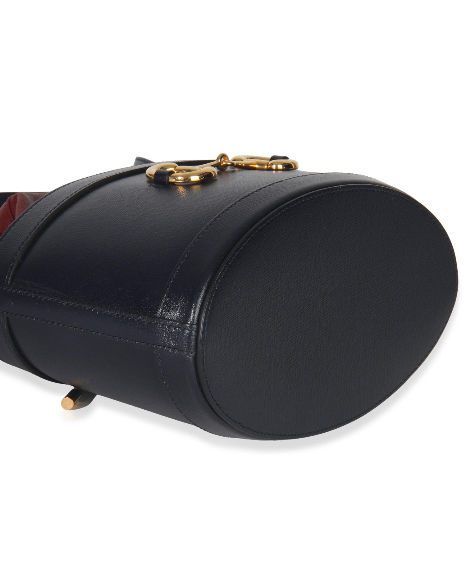 Red Navy Calfskin Horsebit 1955 Drawstring Bucket Bag