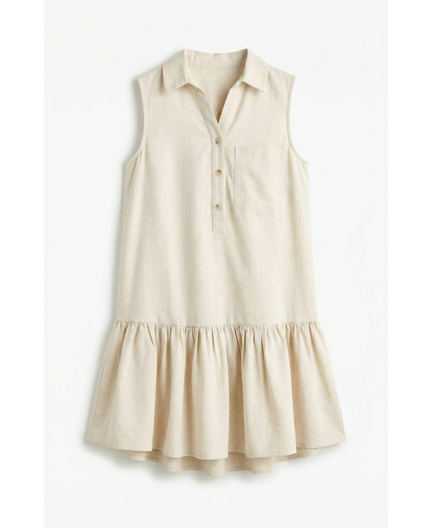 Женское платье Modenaire Sleeveless Collared Drop-Waist Pocket, цвет: Кремовый — фото 7